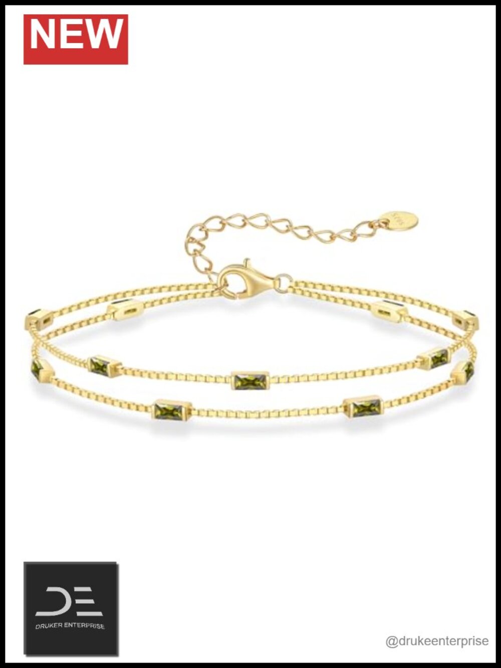 925 Sterling Silver Double Layer Link Charm Bracelet Gift for Women
